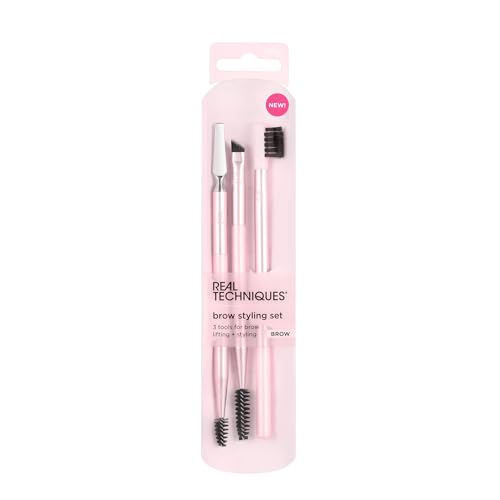 Set de Estilo de Cejas Real Techniques, Kit Completo de 3 Piezas, Brochas de Maquillaje de Doble Cara para Llenar y Estilizar Cejas, Multiusos - imagen 1