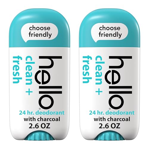 Desodorante Hello Clean y Fresh sin aluminio para mujeres y hombres con carbón, 24 horas de frescura, sin bicarbonato, probado dermatológicamente, - imagen 1