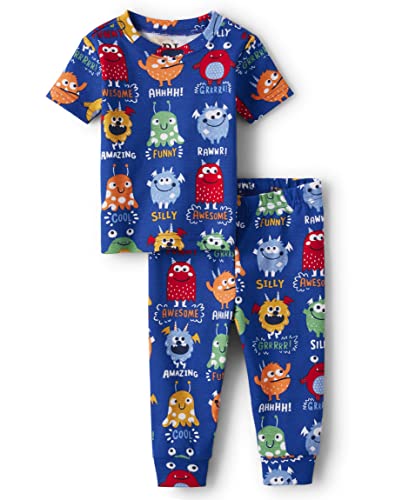Conjunto de pijama de 2 piezas para bebés y niños pequeños de The Children's Place, camiseta de manga corta y pantalones, ajuste ceñido, 100% - imagen 1