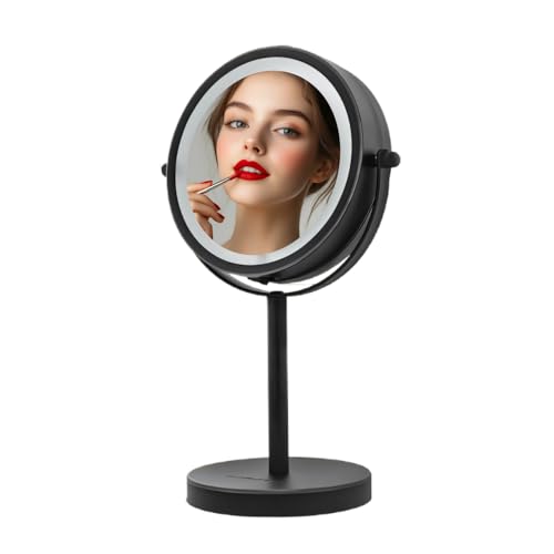 Espejo de Maquillaje Iluminado OVENTE de 6 con 1X/7X de Magnificación, Espejo Redondo de Mesa Inalámbrico con Luz LED Fría y Diseño Giratorio 360°, - imagen 3