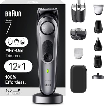 Kit de Afeitado Todo en Uno para Hombre Braun Series 7 7440, 12 en 1, Recortadora de Barba, Cara, Nariz, Orejas, Cortapelos, Afeitadora Corporal, - imagen 4
