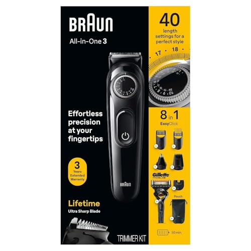 Kit de Estilo Todo en Uno Braun Series 3 3470, Recortadora 8 en 1 para Hombres con Recortadora de Barba, Recortadora de Oídos y Nariz, Cortapelos, - imagen 1