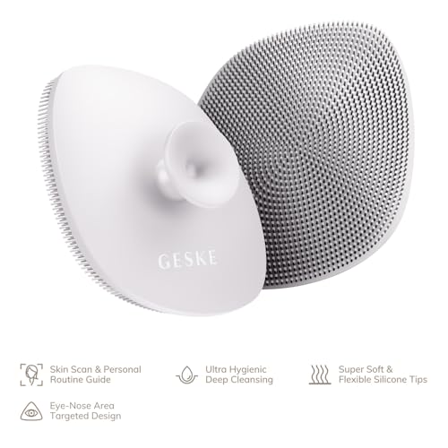 GESKE | Cepillo Facial 4 en 1 SmartAppGuided™ | Cepillo de Limpieza Facial con Mango | Cepillo de Silicona Suave | Dispositivo Profesional de - imagen 1