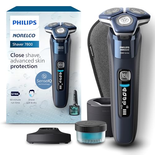 Afeitadora eléctrica Philips Norelco 7800, recargable, húmeda y seca, con tecnología SenseIQ, pod de limpieza rápida, base de carga, estuche de viaje - imagen 3