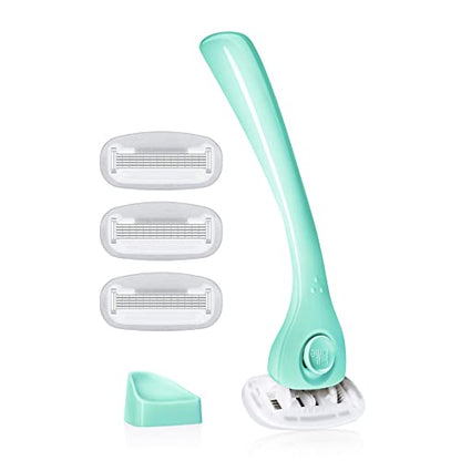 Kit de Afeitado Billie para Mujeres – Maquinilla + 4 Recambios de 5 Cuchillas + Soporte Magnético – Menta - imagen 1