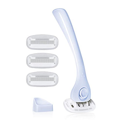 Kit de Afeitado Billie para Mujeres – Afeitadora Femenina + 4 Recambios de Cuchillas de 5 Cuchillas + Soporte Magnético – Azul Frío - imagen 4