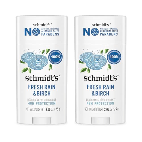 Desodorante Vegano Schmidt's Sin Aluminio Fresh Rain & Birch con Protección contra Olores de 24 Horas, 2 Piezas, Ingredientes Naturales, - imagen 1