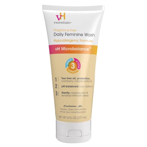 vH Essentials Jabón Femenino Diario - 6 Fl Oz - Sin Fragancia, Eliminador de Olores con Aceite de Árbol de Té, Prebióticos y Ácido Láctico para - imagen 2