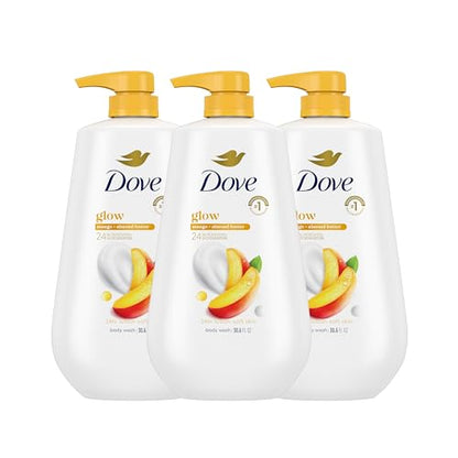 Dove Gel de Baño con Dispensador 3 Piezas Mango Brillante y Mantequilla de Almendra para Piel Renovada y Saludable Limpiador Suave con - imagen 2