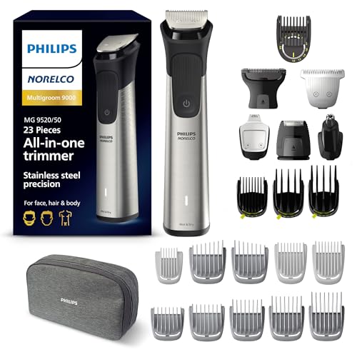 Recortadora Philips Norelco Multigroom 9000 Series, Kit de Aseo para Hombre de 23 Piezas, Recortadora de Barba y Cabello, MG9520/50 - imagen 1