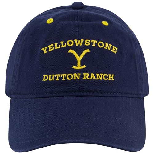 Gorra de papá Yellowstone, gorra de béisbol ajustable de algodón Dutton Ranch con visera curva, color azul marino, talla única - imagen 1