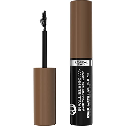 Máscara de Cejas L'Oreal Paris Infallible Volumizing 24H, Maquillaje de Cejas Duradero, 6.0 Castaño Claro, 0.13 Fl Oz - imagen 1