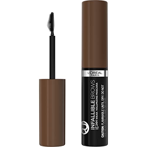 L'Oreal Paris Infallible Máscara Voluminizadora de Cejas 24H, Maquillaje de Cejas de Larga Duración, 5.0 Castaño, 0.13 Fl Oz - imagen 1