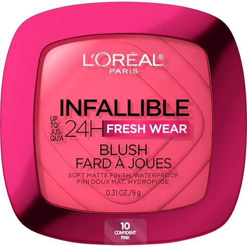 Blush L'Oreal Paris Infallible 24H Fresh Wear Soft Matte, Mezcla, Larga Duración y Resistente al Agua, Confident Pink 10, 0.31 Oz - imagen 3