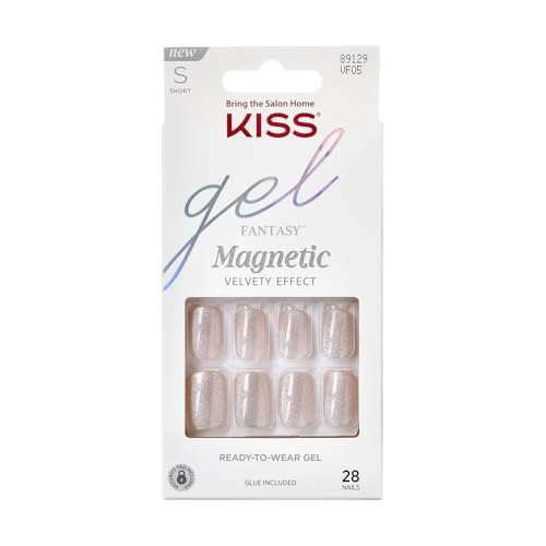 KISS Gel Fantasy Uñas Postizas 'Dignity', Plateadas, Tamaño Corto, Forma Squoval, Incluye 28 Uñas, 2g de Pegamento, 1 Palito de Manicura, 1 Lima Mini - imagen 1