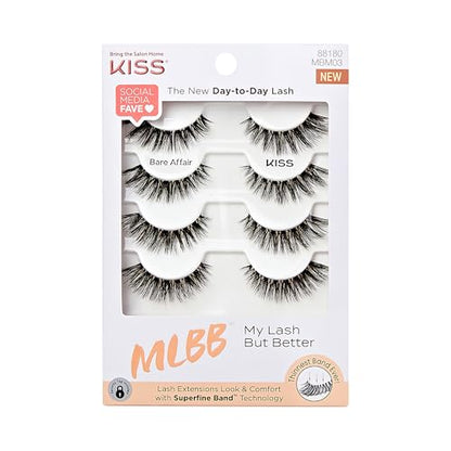 KISS My Lash But Better Pestañas Postizas Multipack 'Bare Affair', 12mm, Banda Superfina, Fáciles de Aplicar, Reutilizables, Ligeras, Voluminosas, - imagen 3