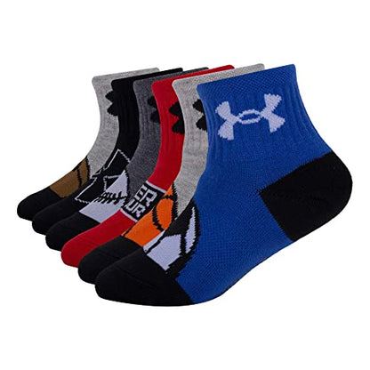 Calcetines Cuartos Esenciales para Bebés Niños de Under Armour, Paquete Múltiple, Azul, Talla 2T-4T - imagen 2