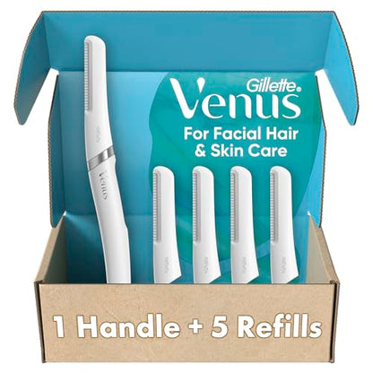 Gillette Venus Afeitadora Facial, Herramienta Exfoliante para Dermaplaning, Recargas Reemplazables, Elimina Vello Facial Fino, Exfolia Piel Muerta, - imagen 4
