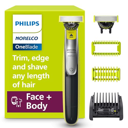 Philips Norelco QP2834/70 Cortadora de Barba Eléctrica 5 en 1 para Cara y Cuerpo, Kit de Cuidado, Peine Ajustable, Negro/Verde Lima - imagen 1