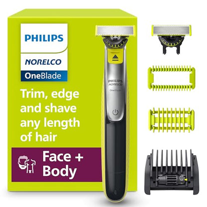 Philips Norelco QP2834/70 Cortadora de Barba Eléctrica 5 en 1 para Cara y Cuerpo, Kit de Cuidado, Peine Ajustable, Negro/Verde Lima - imagen 1