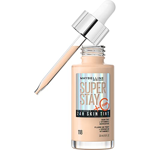 Maybelline Super Stay Skin Tint hasta 24HR, Base de Maquillaje Radiant de Cobertura Ligera a Media, Infundida con Vitamina C, 118, 1 Unidad - imagen 3
