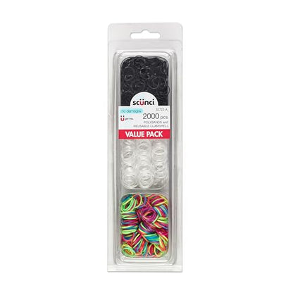 Gomas para el cabello Scunci by Conair - Elásticos transparentes - Accesorios para mujeres - Negro, transparente y multicolor - Paquete de 2000 - imagen 3