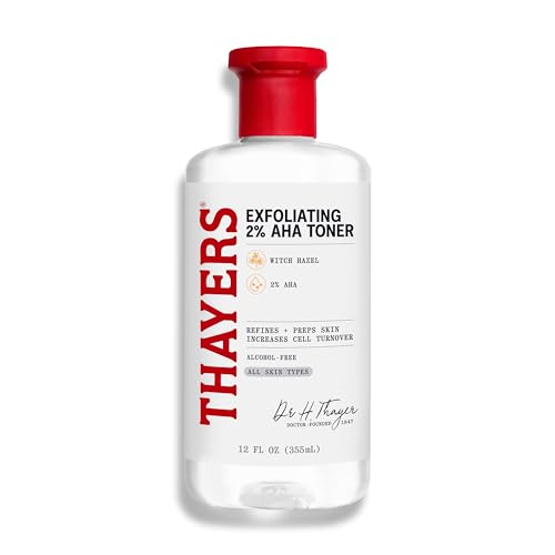 Tónico Exfoliante y Aclarante Thayers 2% AHA con Ácido Glicólico, Ácido Láctico y Hamamelis, Cuidado Facial Suavizante y Refinador de Poros, 12 Fl Oz - imagen 1