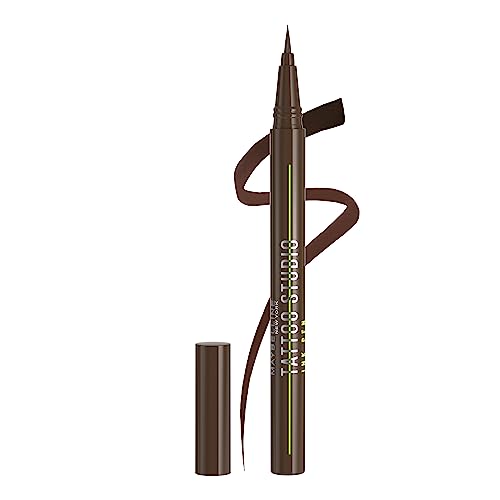 Eyeliner líquido Maybelline Tattoo Studio Ink Pen, 24 horas de duración, resistente al agua y a manchas, color marrón, 1 unidad - imagen 2