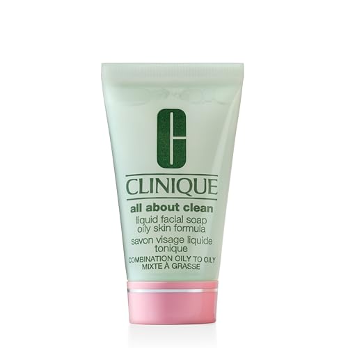 Clinique 3-Step All About Clean Limpiador Facial Líquido | Jabón para Cara para Piel Grasa | Tipos 3 + 4, Tamaño Mini de Viaje, 1 Fl Oz - imagen 1