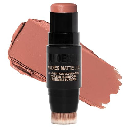 Nudestix Nudies Matte Lux – Barra de Rubor 3 en 1 Soft-Matte para Mejillas, Ojos y Labios con Brocha Integrada | Acabado Crema a Polvo con Efecto - imagen 3