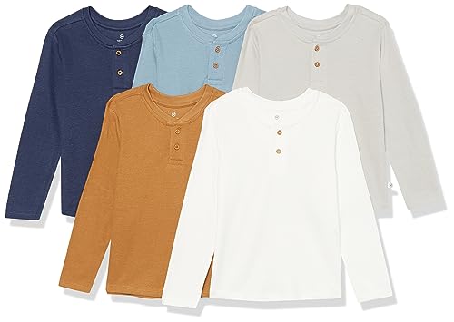 Camisas de Manga Larga Henley de Waffle HonestBaby, 5-Pack, 100% Algodón Orgánico para Bebés y Niños Pequeños, Unisex, Varsity Prep, 3-6 Meses - imagen 1
