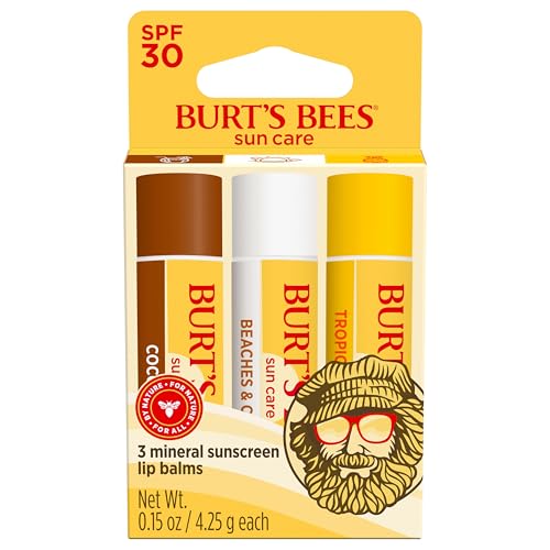 Bálsamo Labial Burt’s Bees SPF 30, Island Getaway - Coco Loco, 3 Tubos, 0.15 oz, Cuidado Solar Resistente al Agua, Tratamiento Labial de Origen - imagen 1