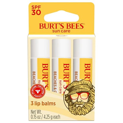 Bálsamo Labial Burt’s Bees SPF 30, Beaches and Cream, Cuidado Solar Resistente al Agua, Fórmula de Óxido de Zinc Nano-Free, Tratamiento Labial de - imagen 3