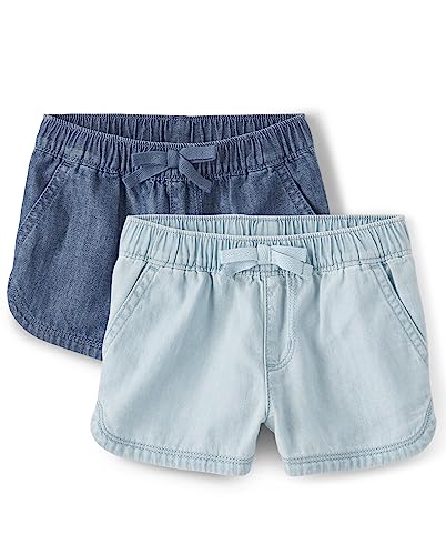 The Children's Place Pantalones Cortos de Jean para Niñas y Niños, Lavado Rosa - Paquete de 2, 5T US - imagen 2