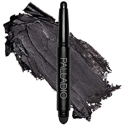 Palladio Lápiz de Sombra de Ojos Impermeable con Esponja Difusora, Larga Duración, Resistente a Manchas y Pliegues, Tonos Mate y Brillantes (Negro - imagen 4
