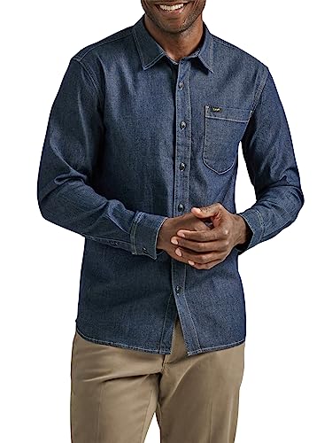 Camisa de Manga Larga Lee para Hombre, Ajuste Clásico, Lavado Denim Rinse, Talla Grande - imagen 4