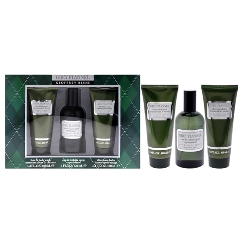 Geoffrey Beene Grey Flannel Set de 3 Piezas EDT SPR 4.0 oz + A/S 3.4 oz + Gel de Ducha 3.4 oz (Limpio) - imagen 1