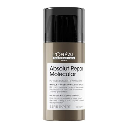 Mascarilla Sin Enjuague L'Oréal Professionnel Paris Absolut Repair Molecular - Suaviza y Fortalece el Cabello dañado, Protección Térmica para Todo - imagen 4