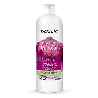 Champú Babaria de Cebolla - Sin Olor, Sin Lagrimas - Propiedades Purificantes y Antioxidantes - Mejora el Crecimiento del Cabello - Aumenta - imagen 4