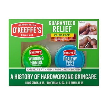 Caja de Regalo O'Keeffe's con Reparador Labial de Cereza y Aceite de Vitamina E, Tarro de Manos Trabajadoras y Tarro de Pies Saludables, Idea de - imagen 4