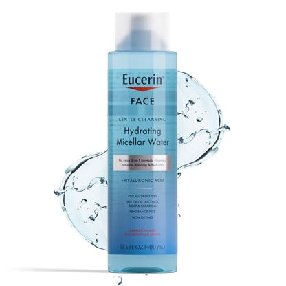 Agua Micelar Hidratante Suave para el Rostro Eucerin con Ácido Hialurónico, Limpiador Facial y Desmaquillante, Sin Fragancia, 13.5 Fl Oz - imagen 2