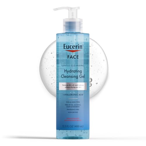 Gel Limpiador Hidratante Suave para el Rostro Eucerin, Limpieza Diaria y Desmaquillante con Ácido Hialurónico, 13.5 Fl Oz - imagen 3