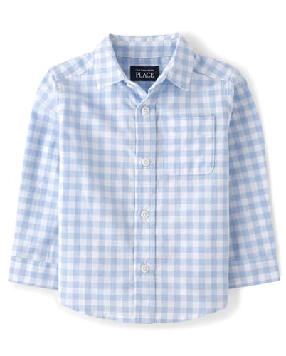 Camisa de Botones de Manga Larga Popelín para Niños y Niñas de The Children's Place, Talla 18-24 Meses - imagen 3