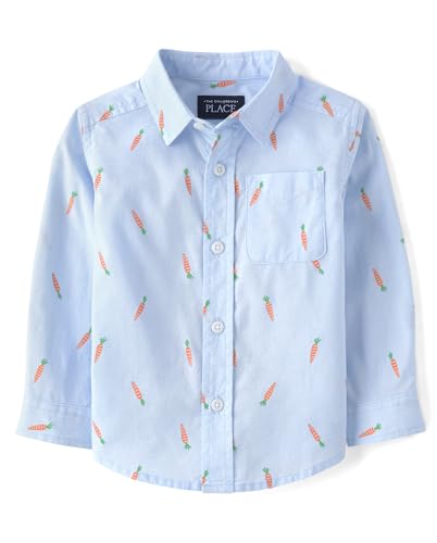 Camisa de botones de manga larga de popelín para niños y bebés, The Children's Place, 4T - imagen 1