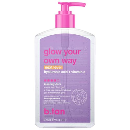 b.tan Gel Autobronceador Insanamente Oscuro y Transparente | Bronceado Rápido y Resistente a Transferencias, 16 Fl Oz - imagen 2