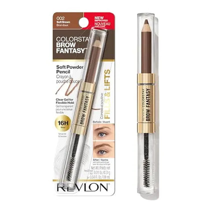 Revlon ColorStay Brow Fantasy, Lápiz de Cejas en Polvo con Gel Transparente, Resistente al Agua, 16 Horas, 002 Marrón Suave - imagen 2