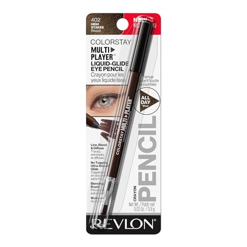 Lápiz de Ojos REVLON ColorStay Multiplayer, Multiusos con Brocha de Difuminado, Textura Cremosa, Resistente al Agua, 402 High Stakes, 0.03 Oz - imagen 2