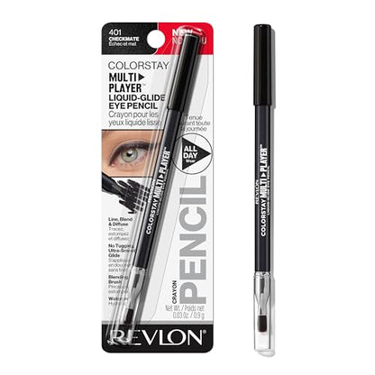 Lápiz de Ojos REVLON ColorStay Multiplayer, Maquillaje Multiusos con Brocha de Difuminado, Textura Cremosa, Resistente al Agua, 401 Checkmate, 0.03 Oz - imagen 4