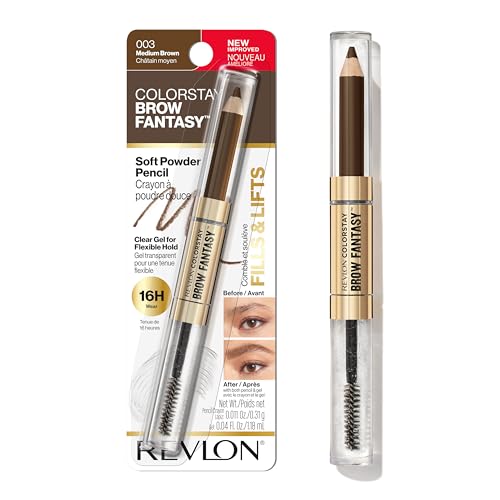 Revlon ColorStay Brow Fantasy, Lápiz en Polvo para Cejas con Gel Transparente, 16 Horas de Duración, 003 Marrón Medio - imagen 1