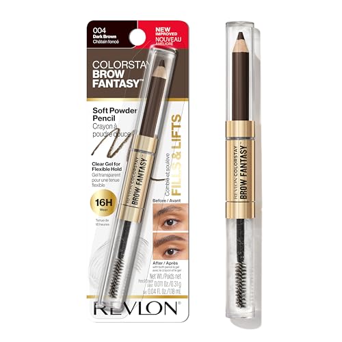 Revlon ColorStay Brow Fantasy, Lápiz en Polvo para Cejas con Gel Transparente, Resistente al Agua, 16 Horas, 004 Marrón Oscuro - imagen 1
